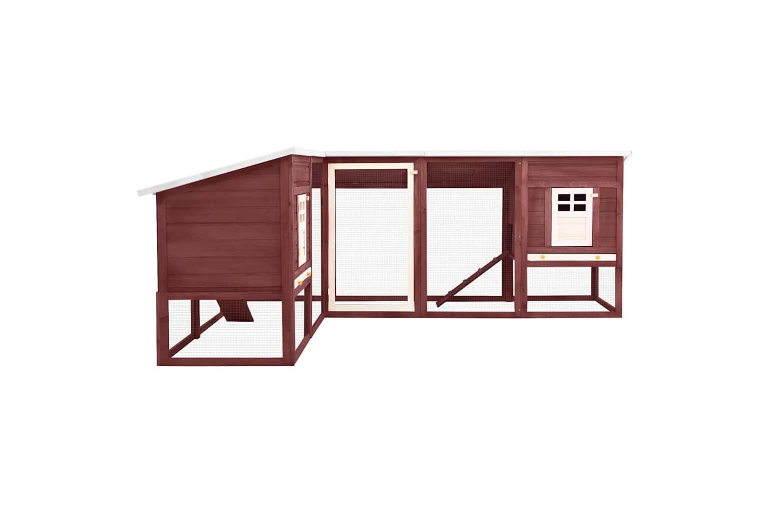 Vidaxl 170874 Outdoor Rabbit Hutch With Run Mocca And White Solid Fir Wood-2