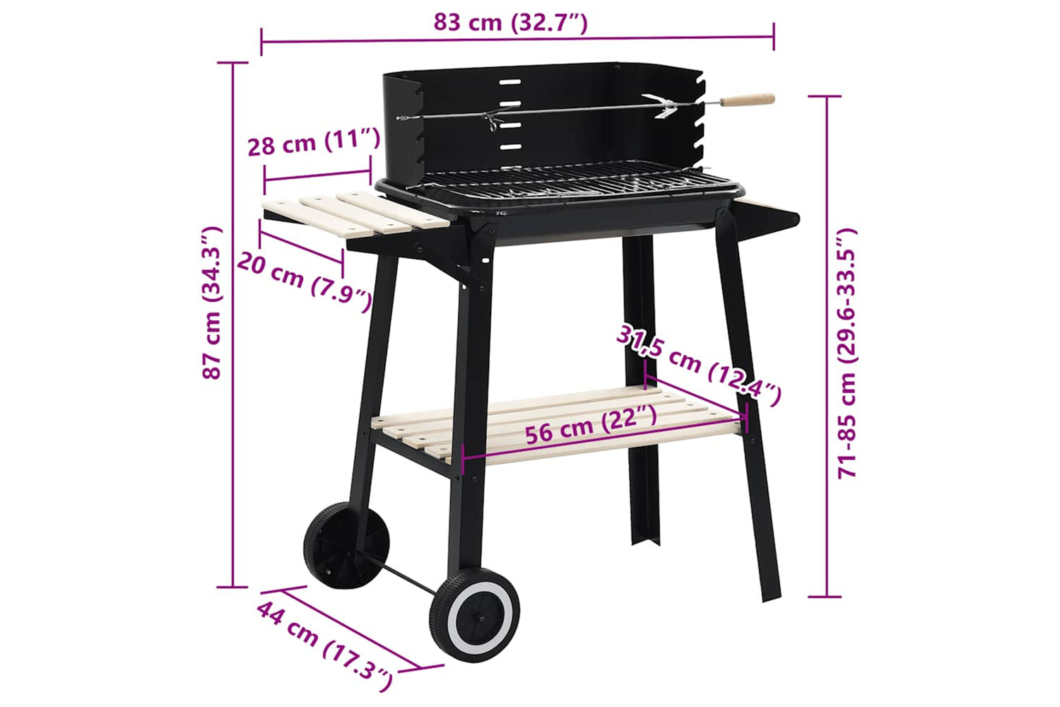 Vidaxl Charcoal Bbq Stand With Wheels-9