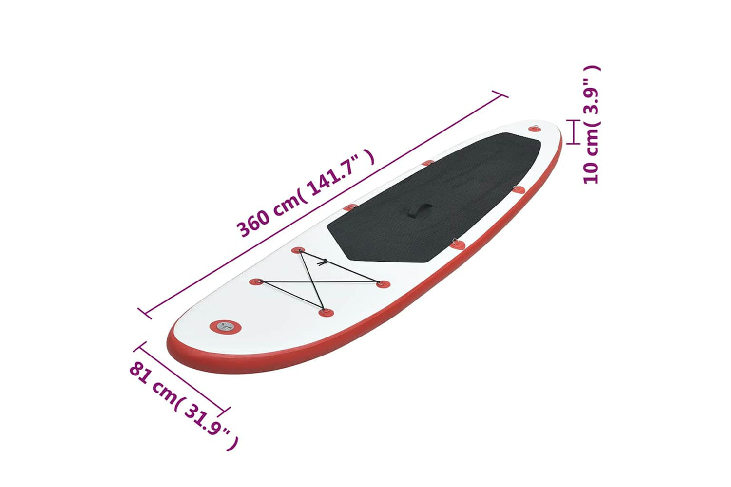 Vidaxl Stand Up Paddle Board Set Sup Surfboard Inflatable Red And White-8