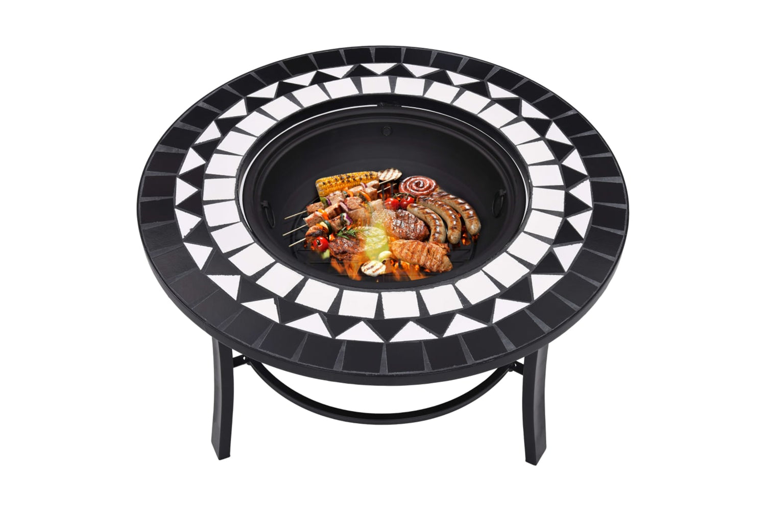 Vidaxl 46721 Vidaxl Mosaic Fire Pit Black And White 68cm Ceramic-6