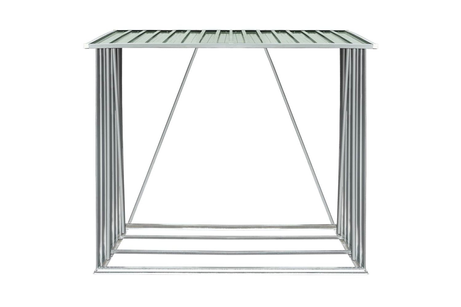 vidaXL 47089 Garden Log Storage Shed Galvanised Steel 163x83x154cm Green-4