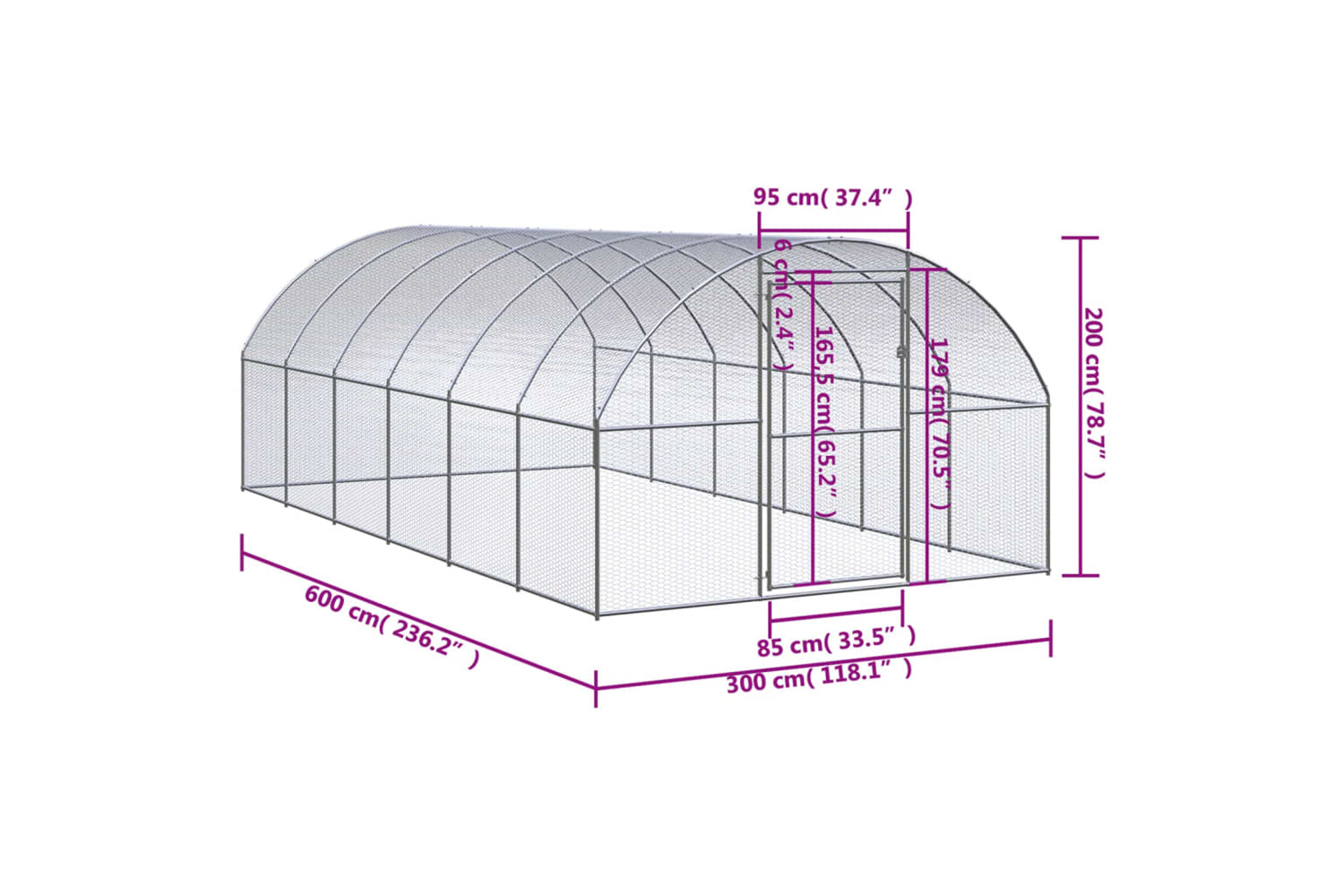 Vidaxl 3095465 Outdoor Chicken Coop 3x6x2 M Galvanised Steel-7