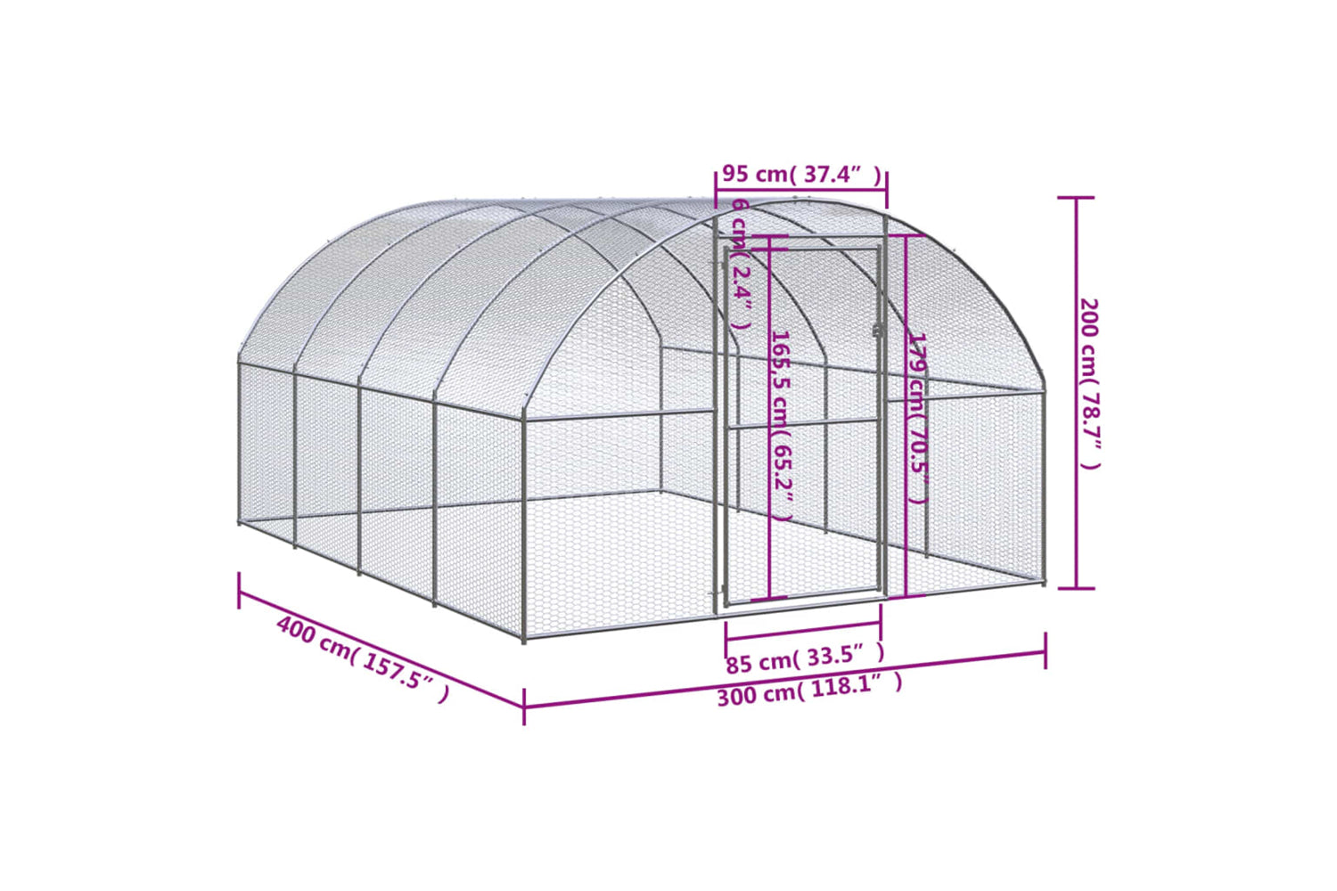 Vidaxl 3095464 Outdoor Chicken Coop 3x4x2 M Galvanised Steel-7