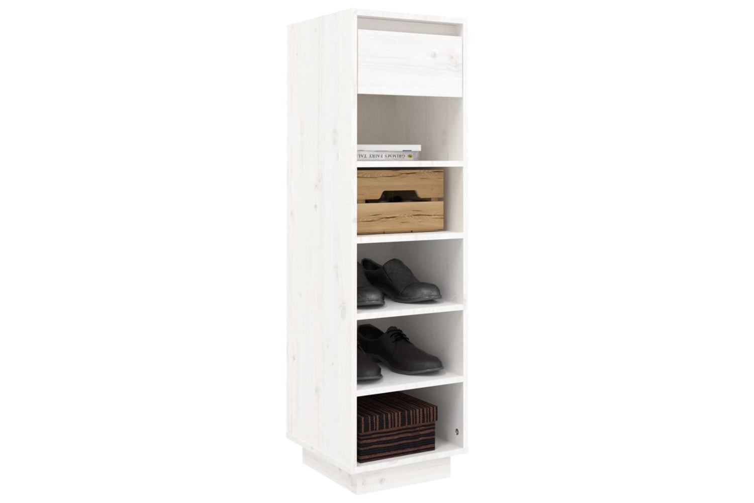 vidaXL Shoe Cabinet White 30x34x105cm Solid Wood Pine-6