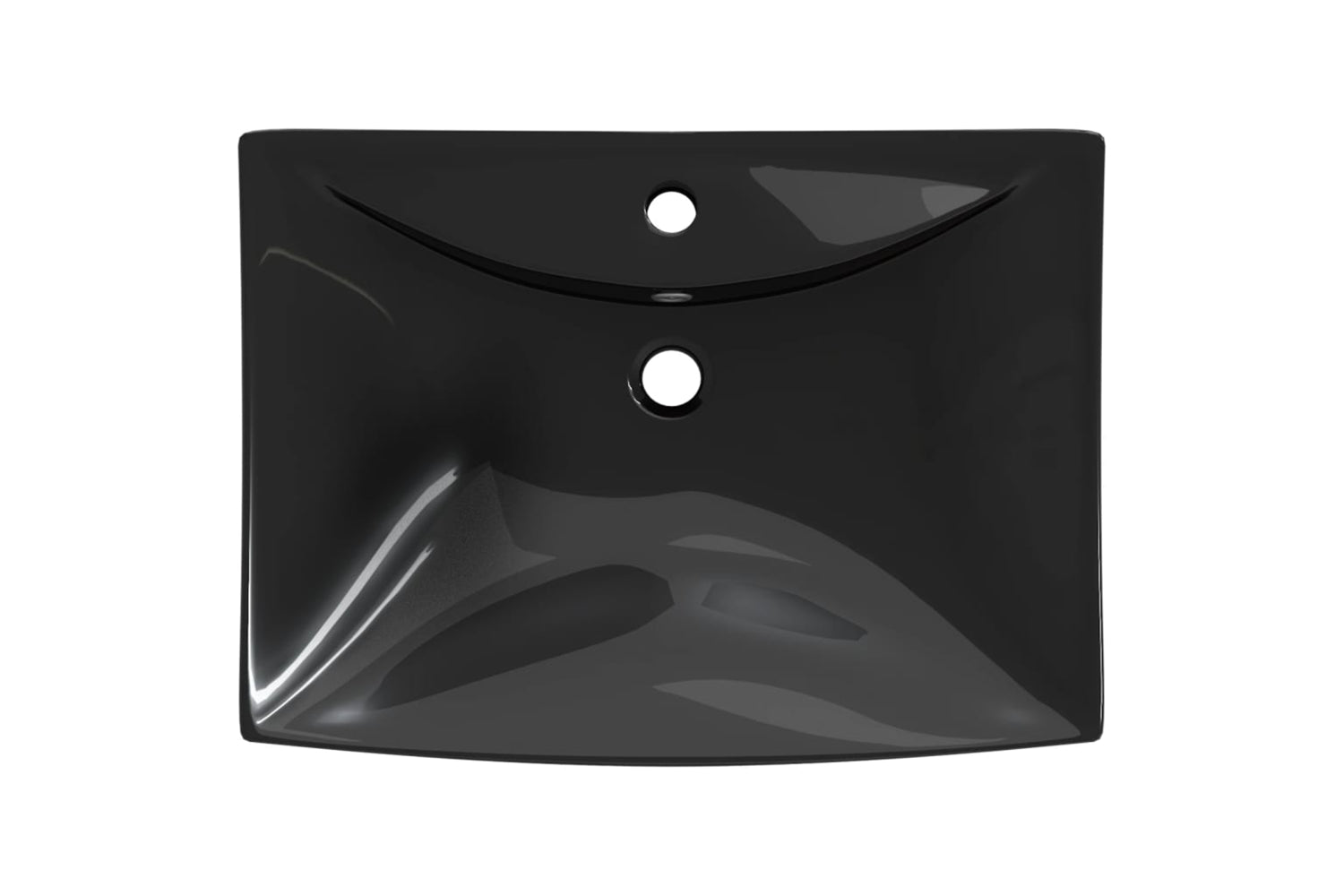 Vidaxl 140689 Black Luxury Ceramic Basin Rectangular With Overflow & Faucet Hole-3