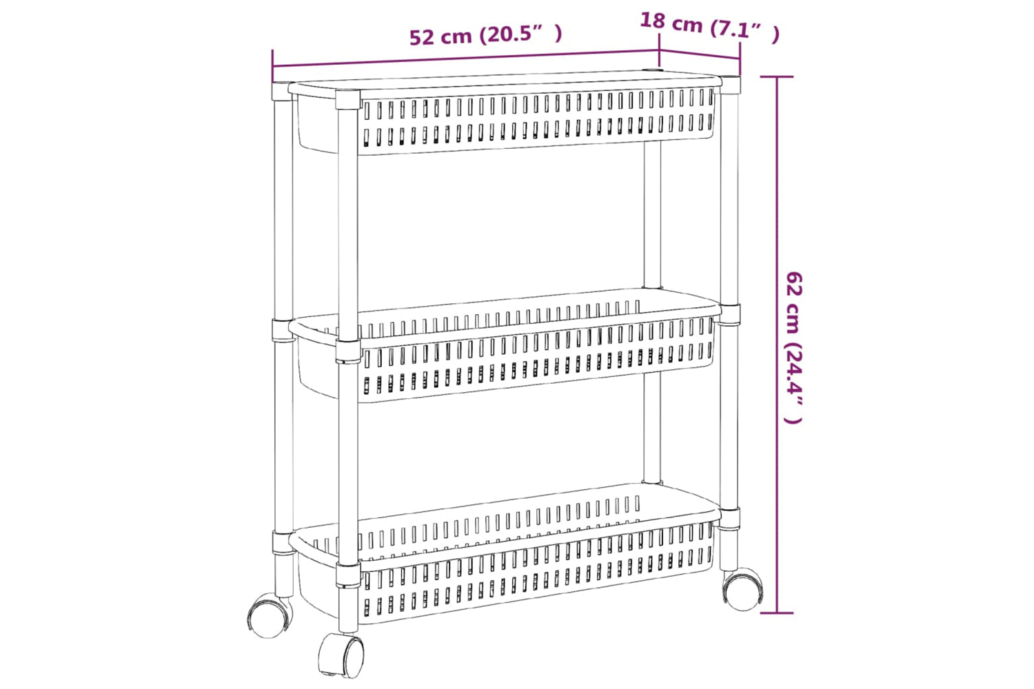 Vidaxl 344380 3-tier Storage Trolley Silver And White Aluminium-5