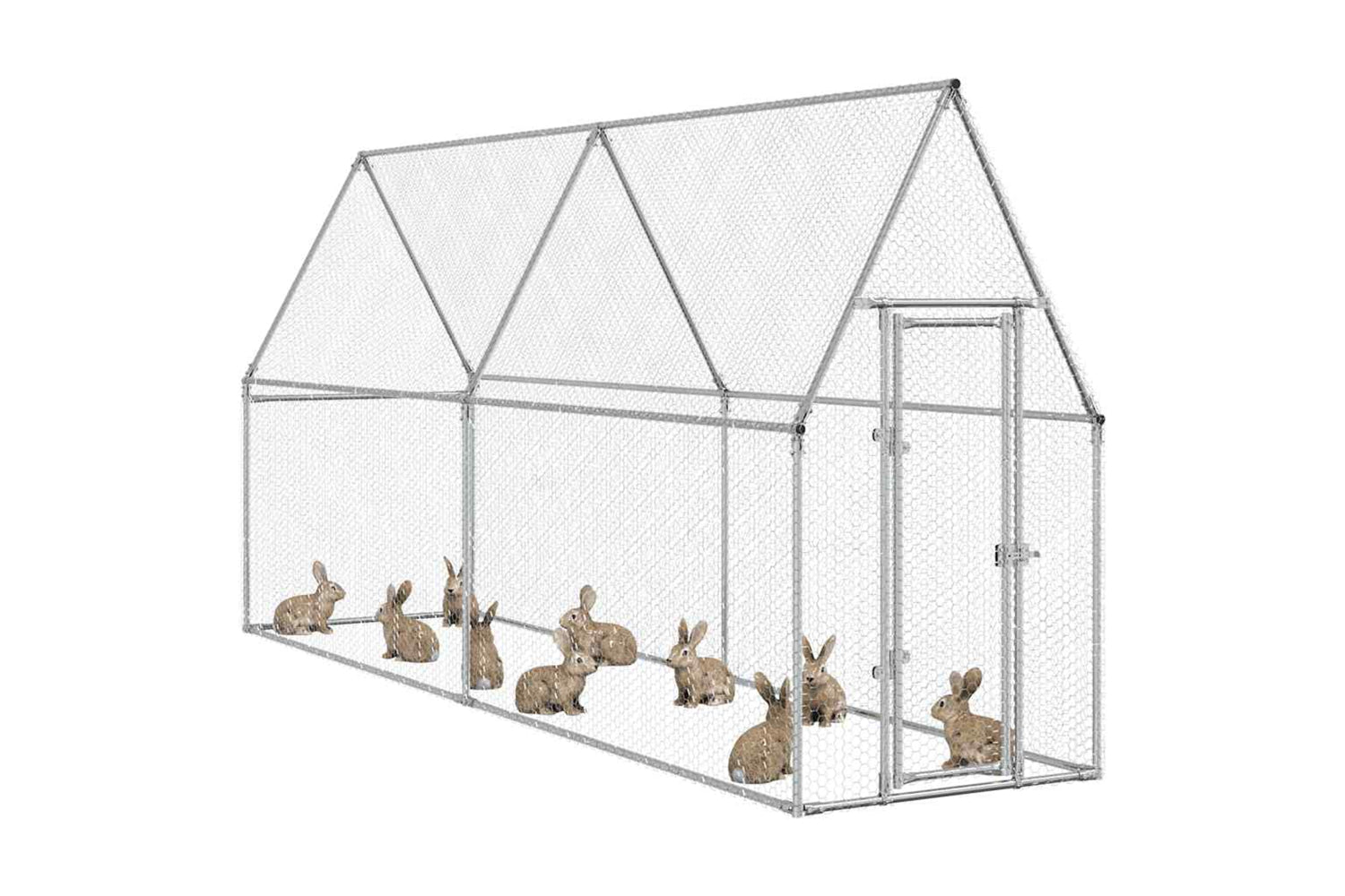 Vidaxl Chicken Cage Silver 400x100x190 Cm Galvanised Steel-4