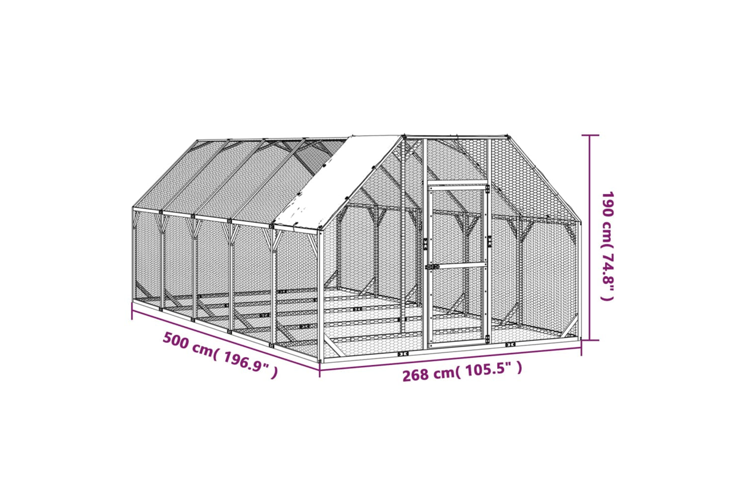 vidaXL 3102991 Chicken Coop 268x500x190cm Impregnated Solid Wood Pine-6