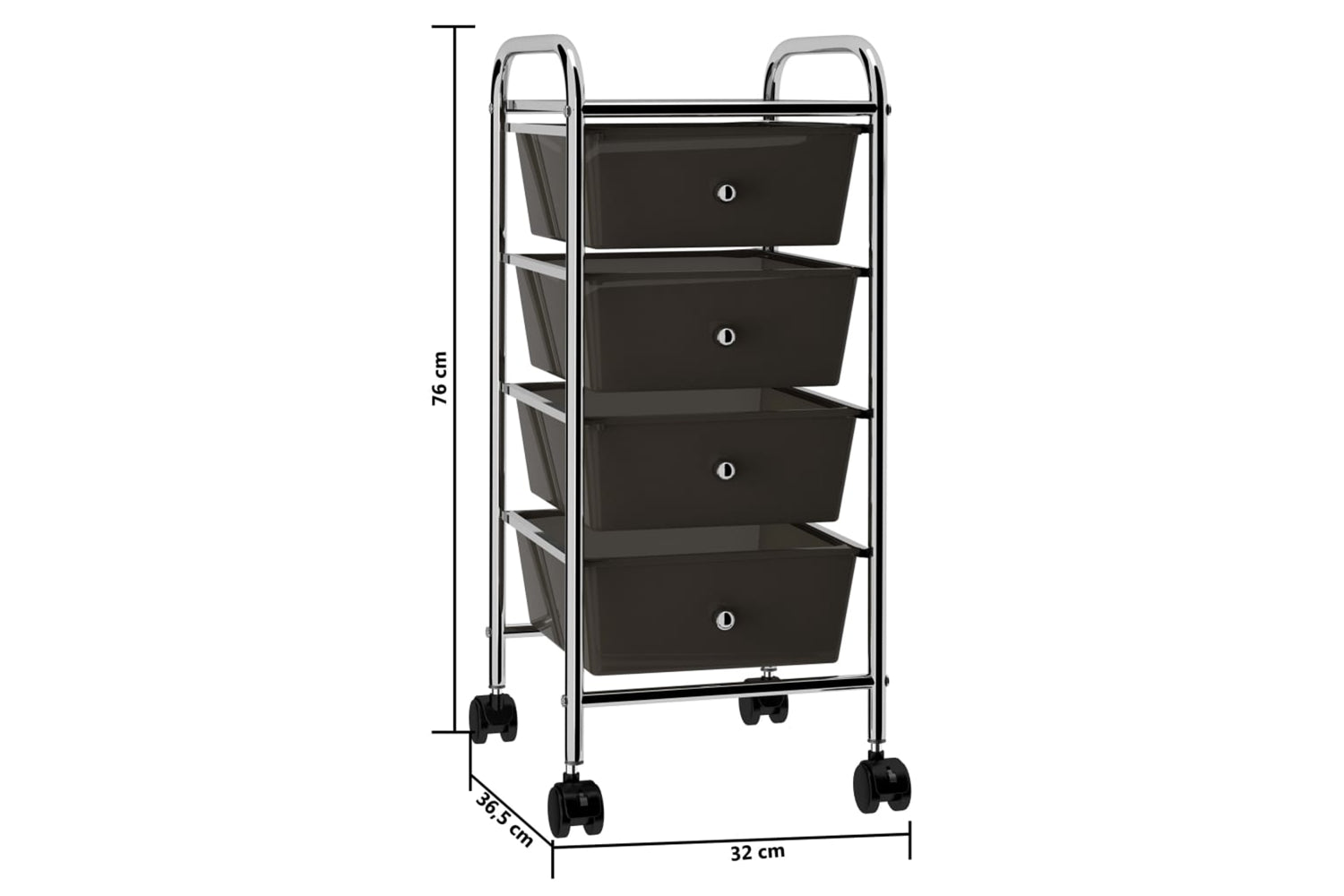 Vidaxl 320398 4-drawer Mobile Storage Trolley Black Plastic-8
