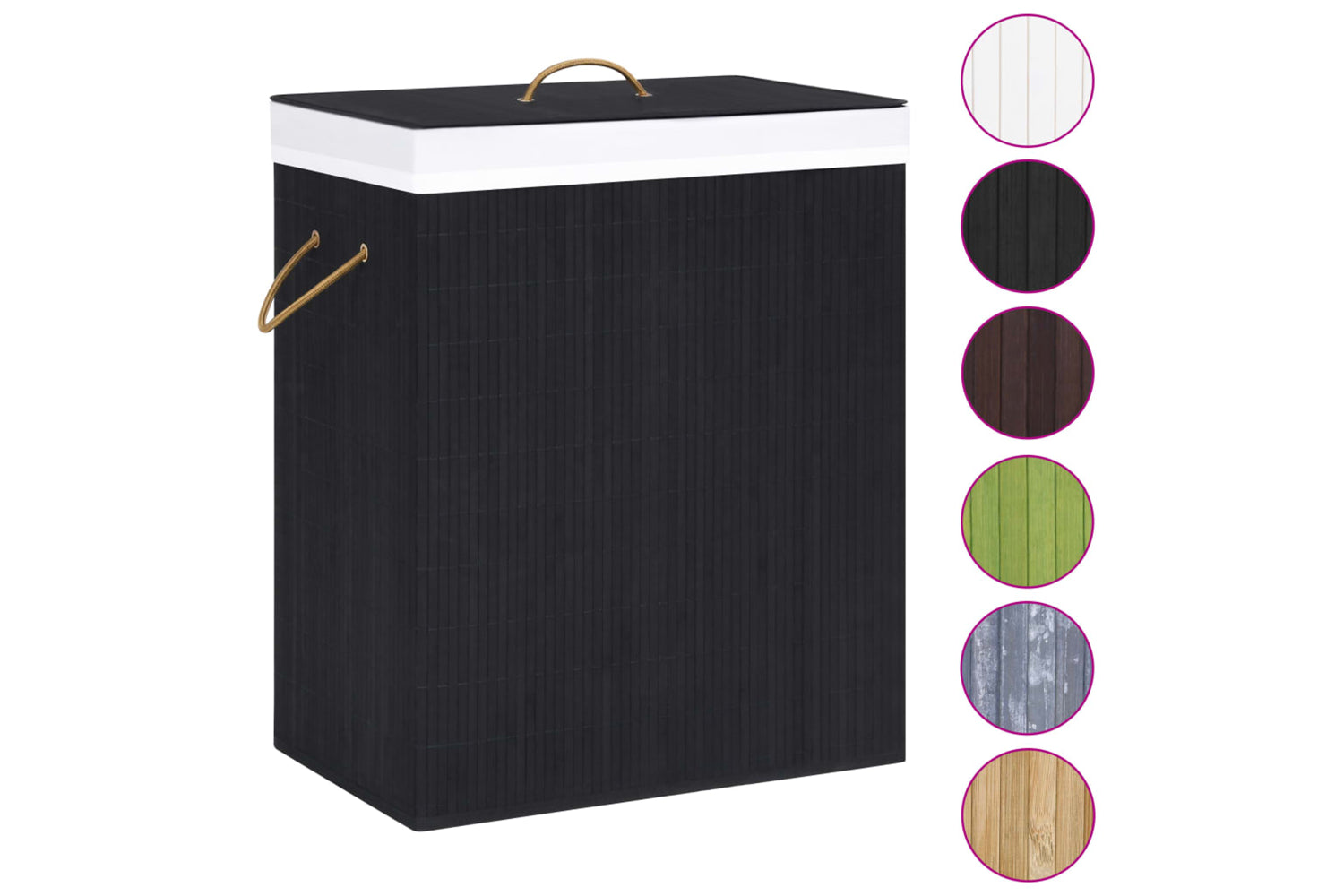 Vidaxl 320746 Bamboo Laundry Basket Black 100 L-2
