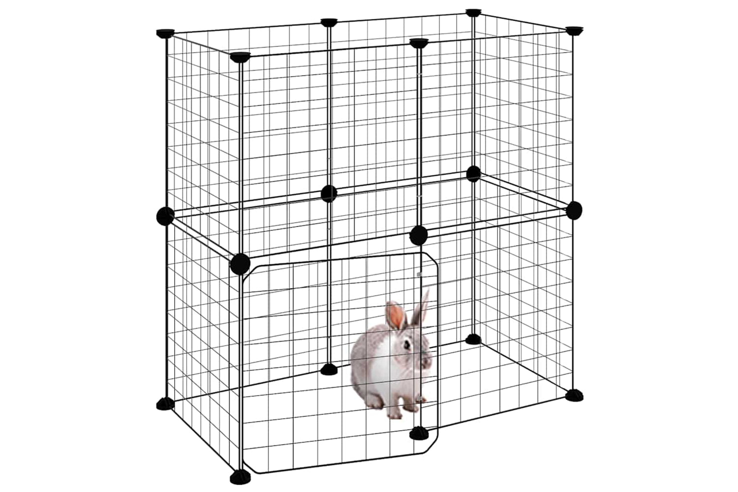vidaXL 3114033 12-panel Pet Cage With Door Black 35x35cm Steel-2