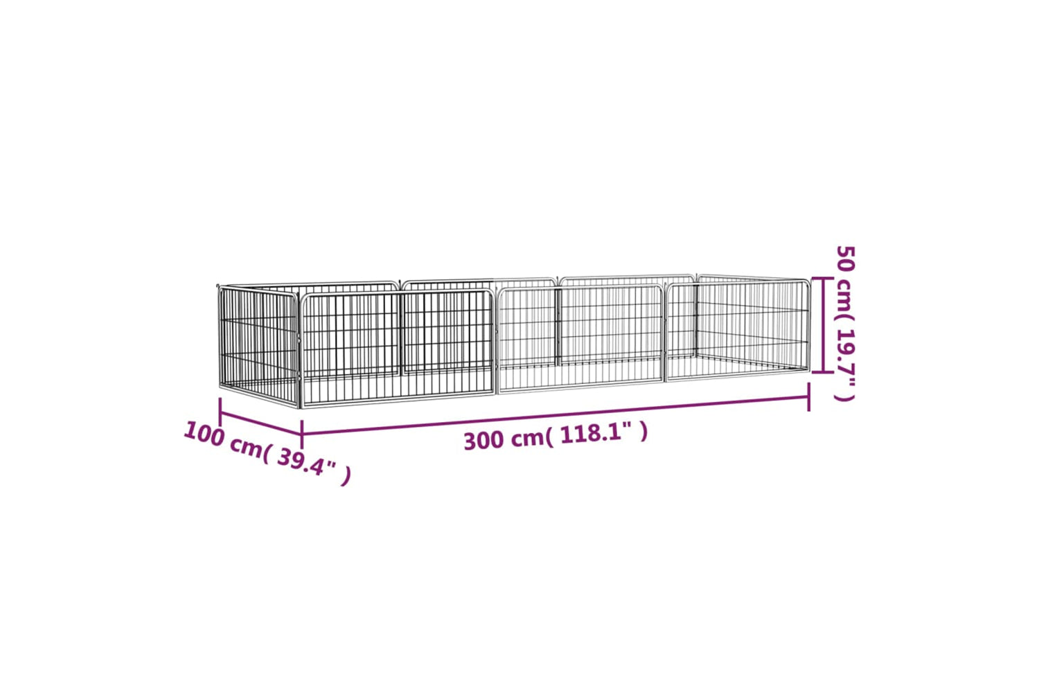 vidaXL 3115967 8-panel Dog Playpen Black 100x50cm Powder-coated Steel-7