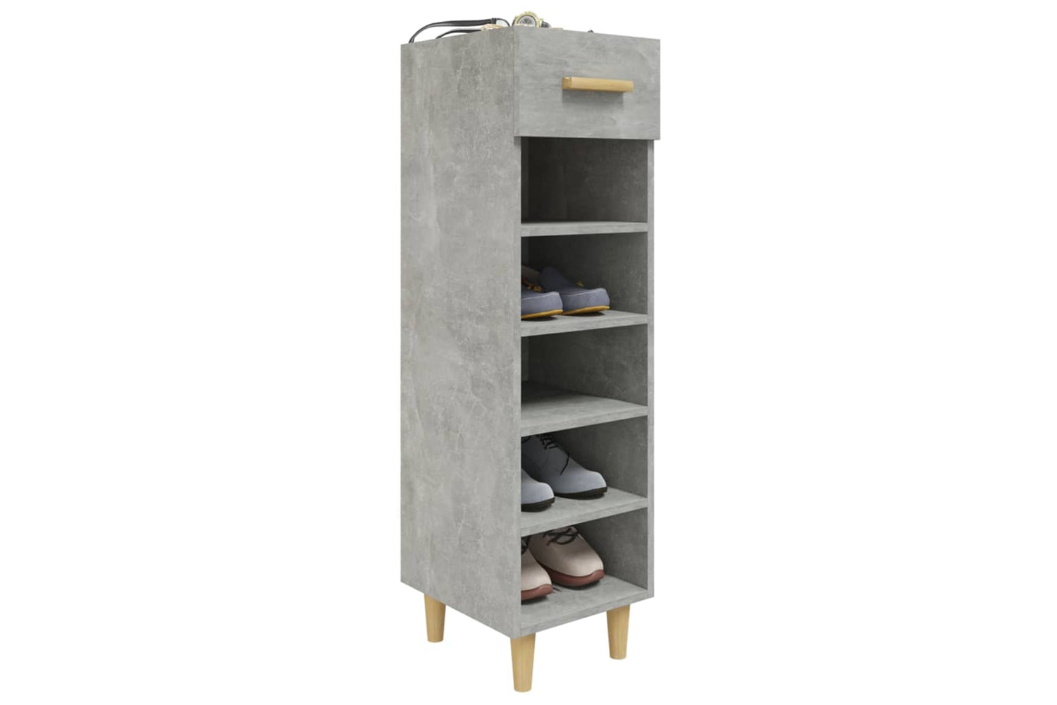 vidaXL 812802 Shoe Cabinet Concrete Grey 30x35x105cm Engineered Wood-5