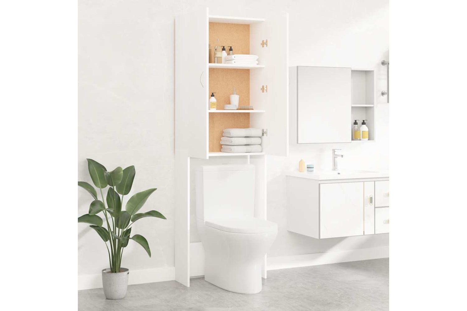 vidaXL Washing Machine Cabinet White 64x25.5x190cm-3