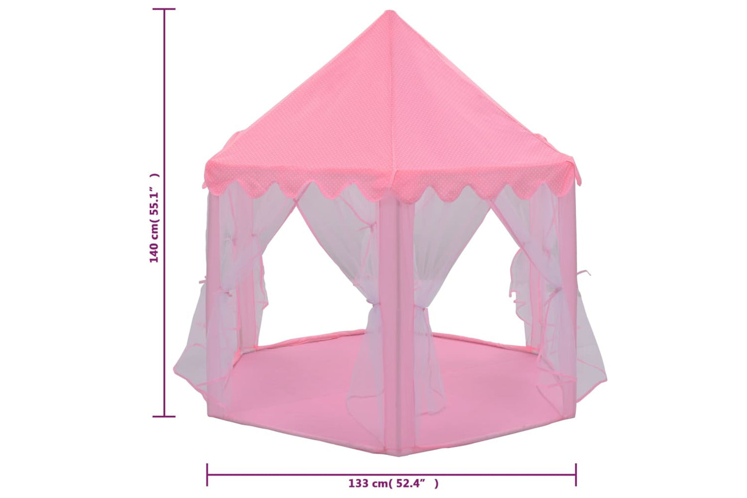 vidaXL 3107714 Princess Play Tent With 250 Balls Pink 133x140cm-5