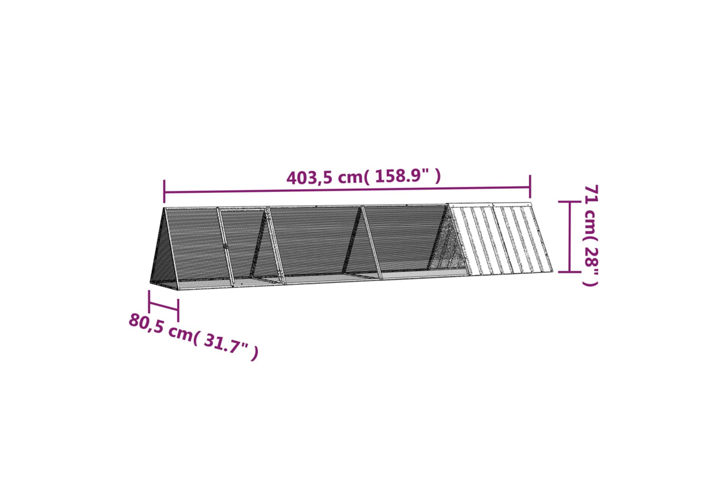 vidaXL 3106447 Rabbit Cage Anthracite 403.5x80.5x71cm Galvanised Steel-6
