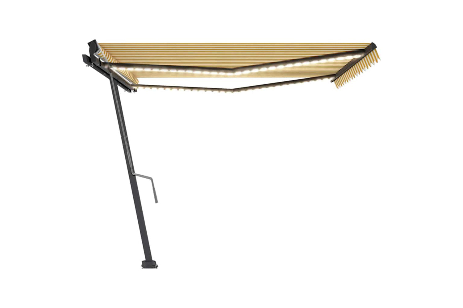 Vidaxl Manual Retractable Awning With Led 450x300 Cm Yellow And White-5
