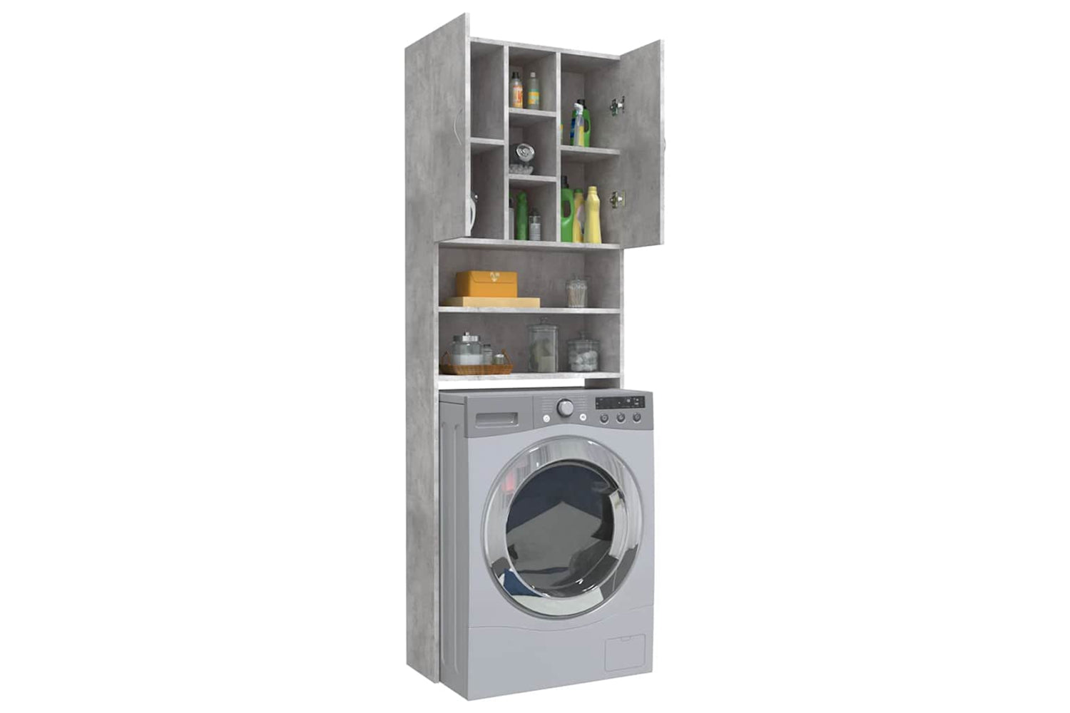 Vidaxl 808426 Washing Machine Cabinet Concrete Grey 64x25.5x190 Cm-5