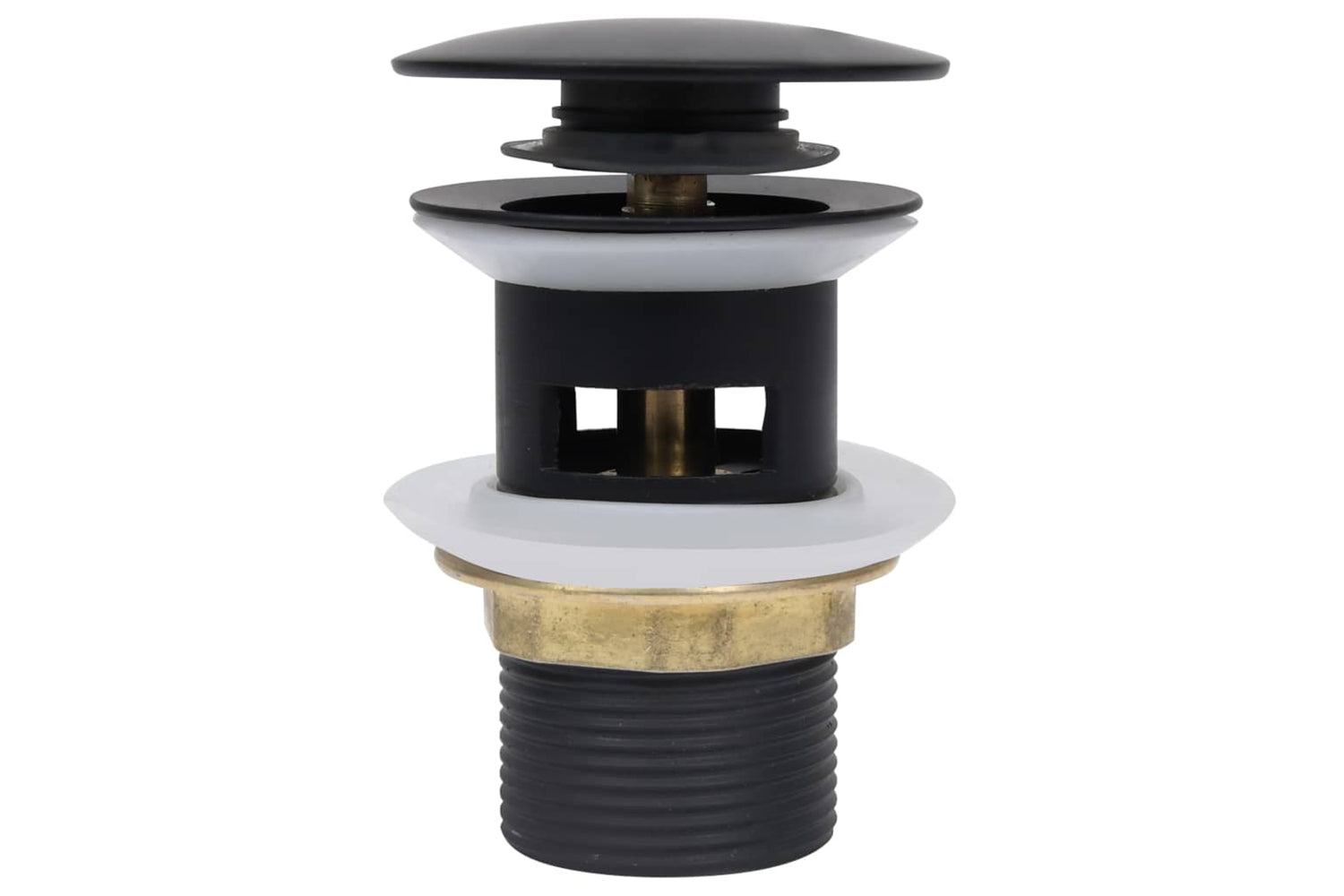 vidaXL 149056 Push Drain With Overflow Function Black 6.4x6.4x9.1cm-3