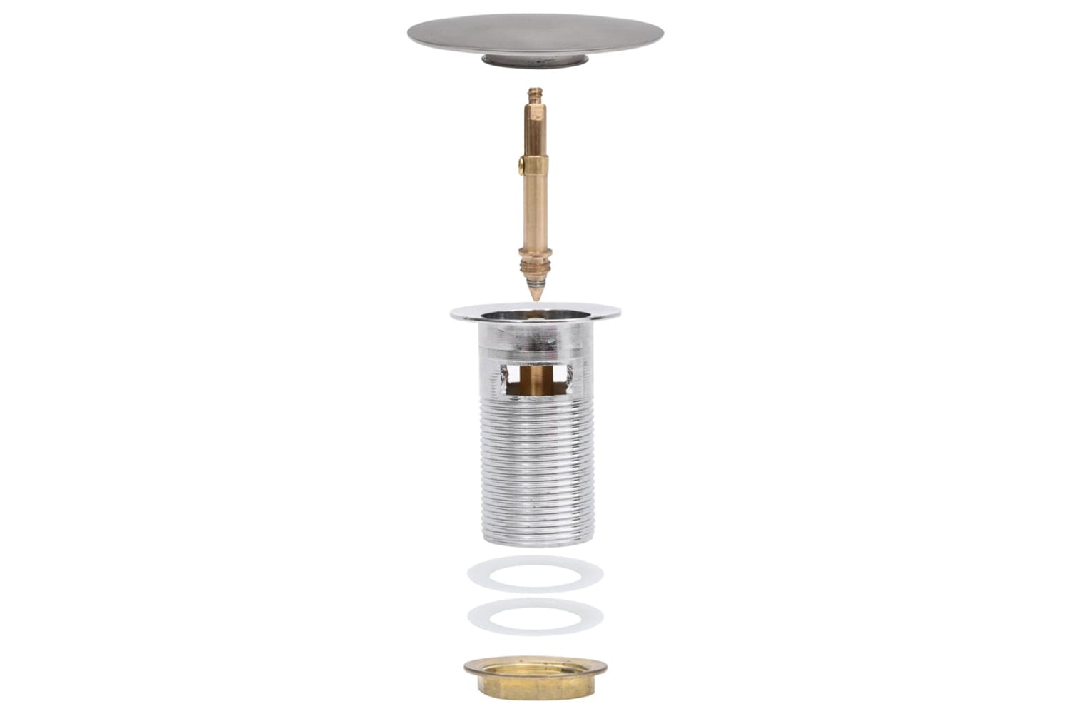 vidaXL 149055 Push Drain With Overflow Function Chrome 6.4x6.4x9.1cm-7