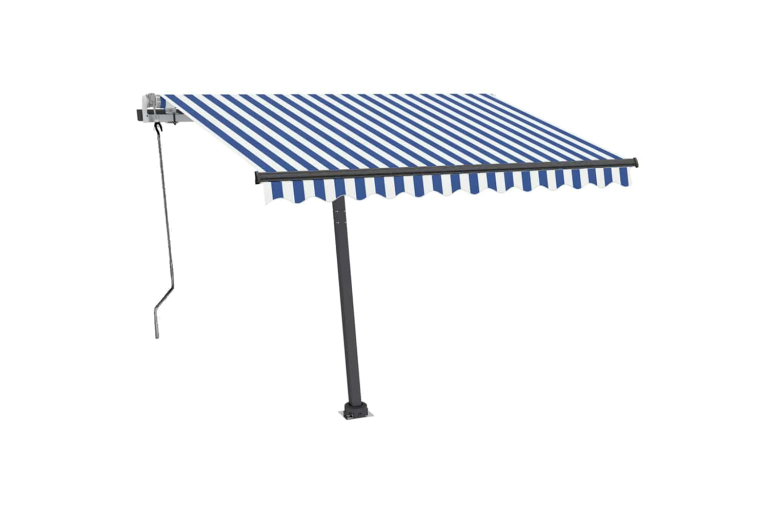 Vidaxl Manual Retractable Awning With Led 350x250 Cm Blue And White-3