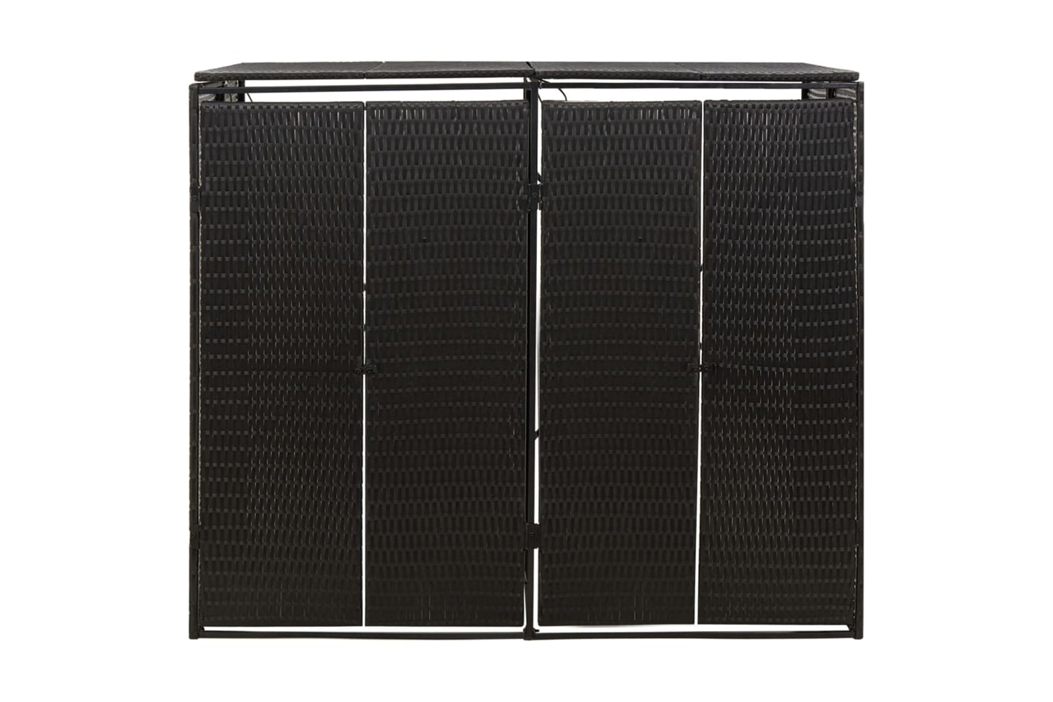 vidaXL 319861 Double Wheelie Bin Shed Black 140x80x117cm Poly Rattan-3