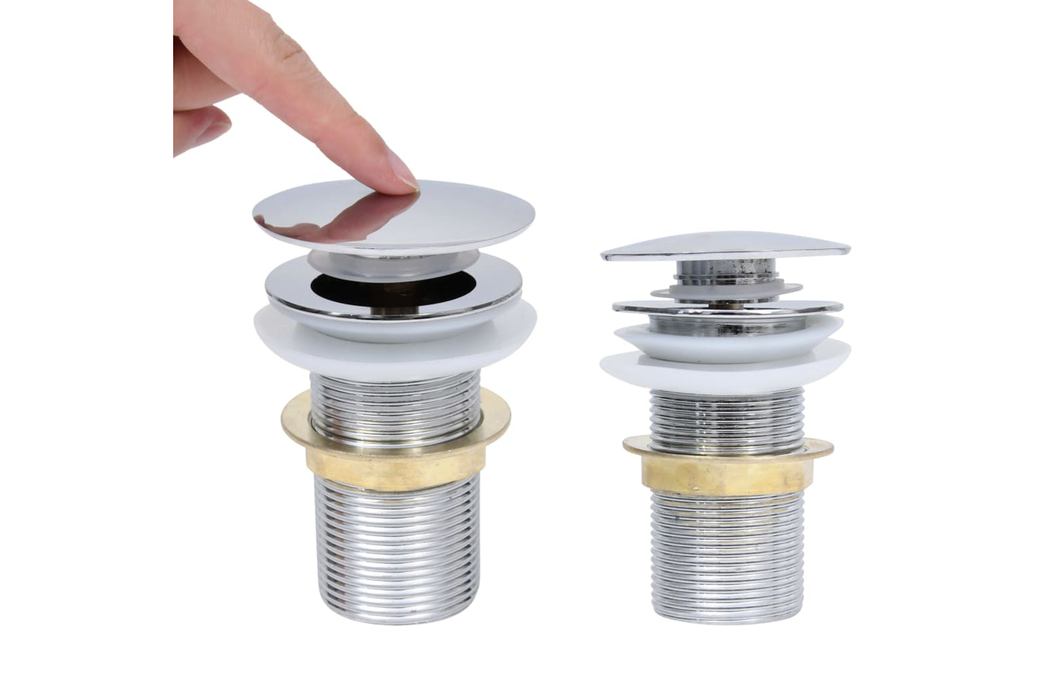 vidaXL 149060 Push Drain Without Overflow Function Chrome 6.4x6.4x9.1cm-2