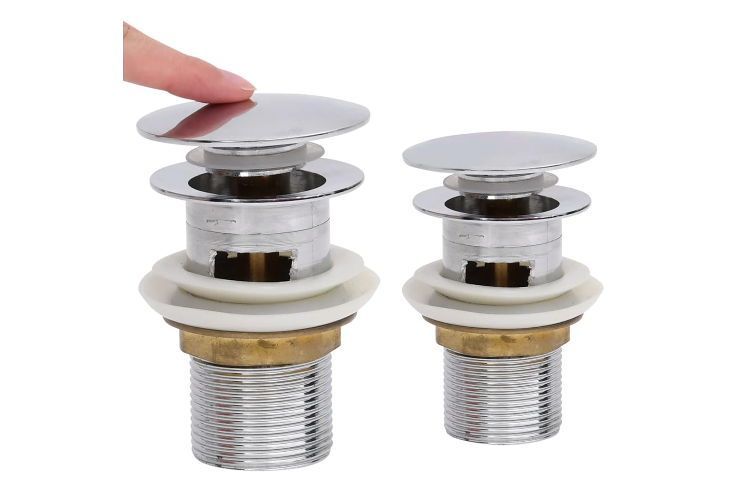 vidaXL 149055 Push Drain With Overflow Function Chrome 6.4x6.4x9.1cm-2