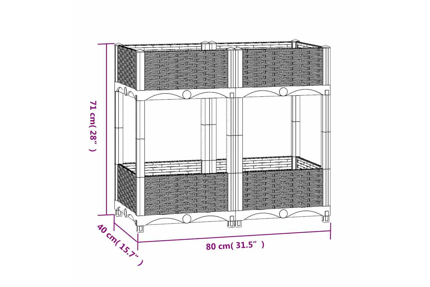 vidaXL 310406 Raised Bed 80x40x71cm Polypropylene-7
