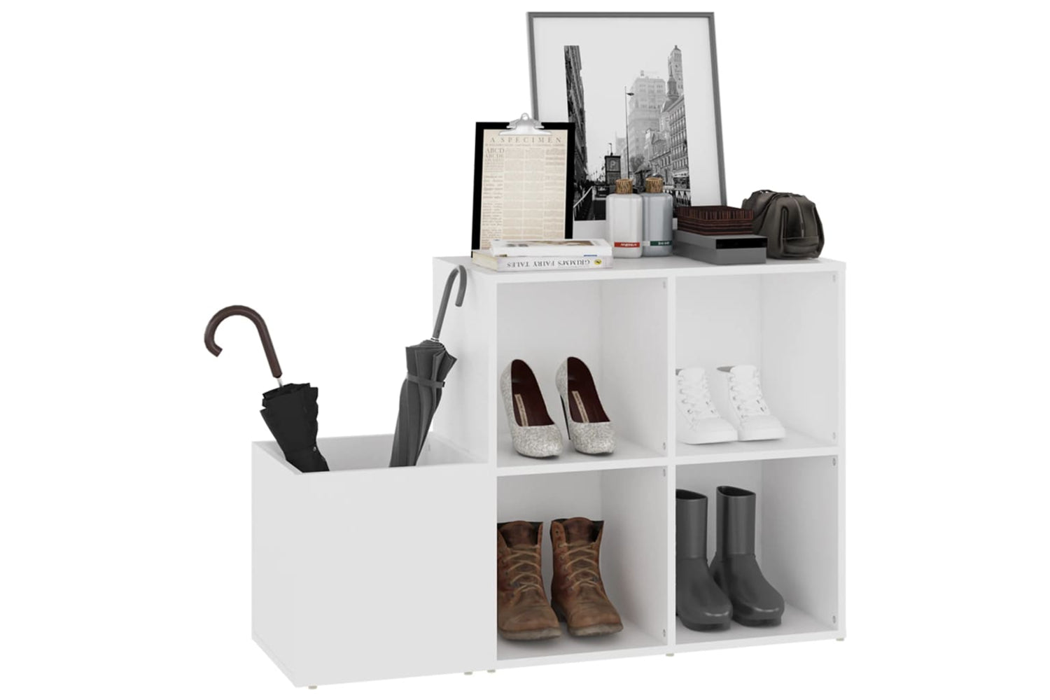 vidaXL 808251 Hall Shoe Cabinet White 105x35.5x70cm Engineered Wood-3
