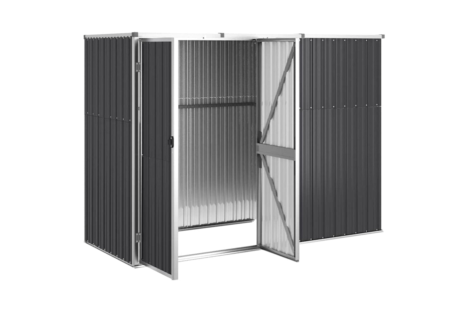 vidaXL 316215 Garden Tool Shed Anthracite 225x89x161cm Galvanised Steel-3