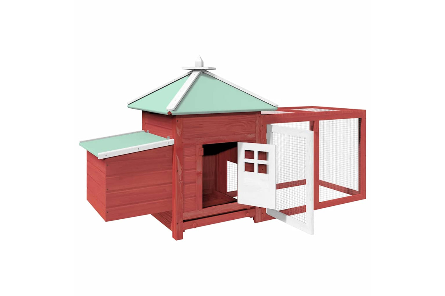 vidaXL 170983 Chicken Coop With Nest Box Red 190x72x102cm Solid Firwood-2