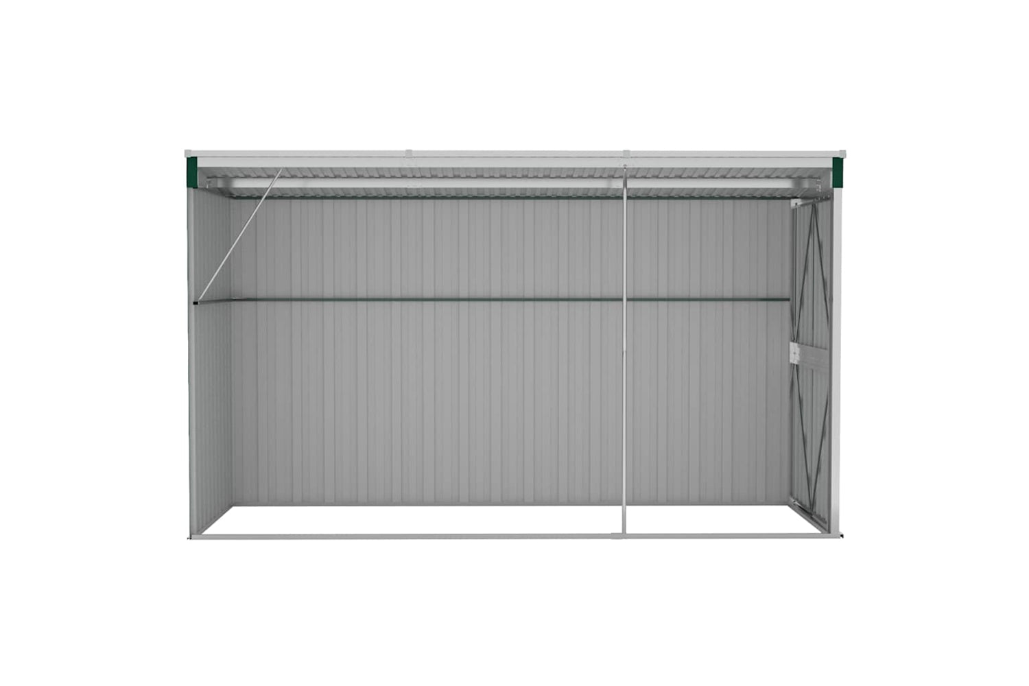 vidaXL 316225 Wall-mounted Garden Shed Green 118x288x178cm Galvanised Steel-4