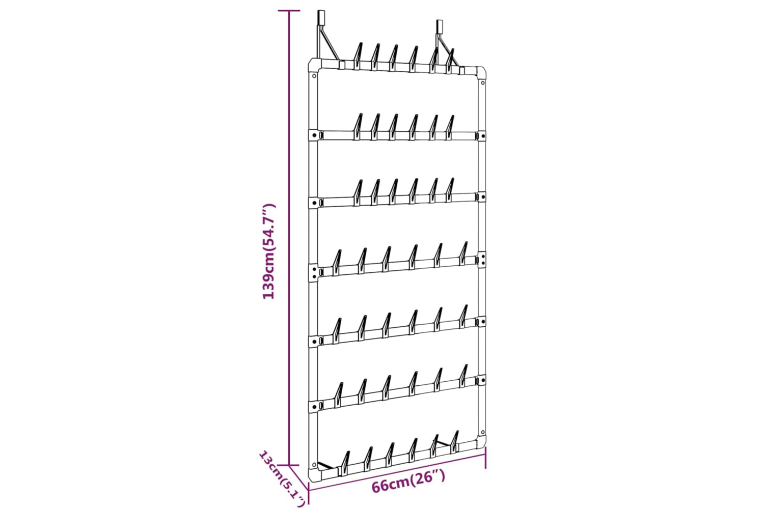 vidaXL 344372 Hanging Shoe Rack Silver 66x13x139cm-5