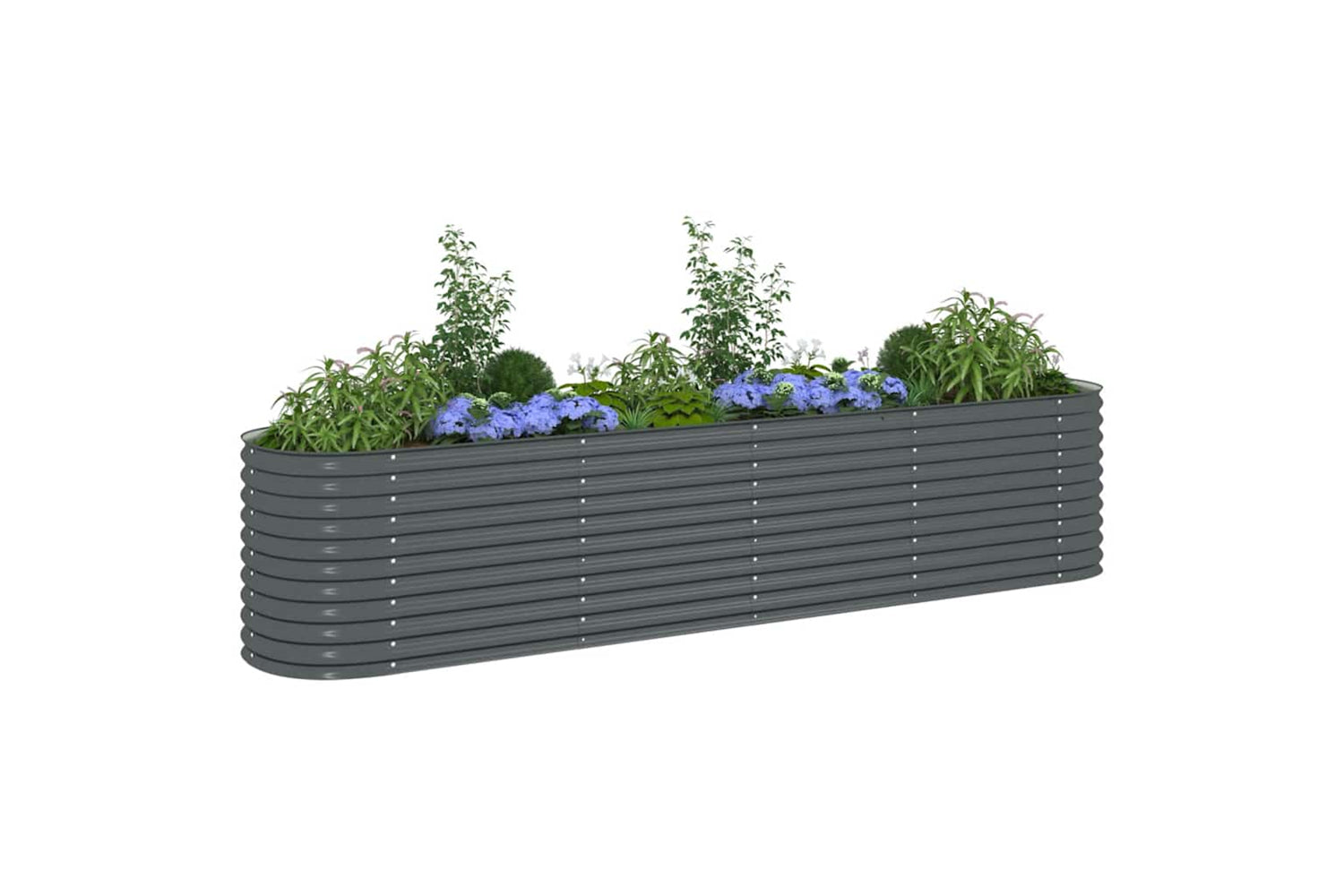 vidaXL Garden Raised Bed 400x80x81cm Galvanised Steel Grey-3