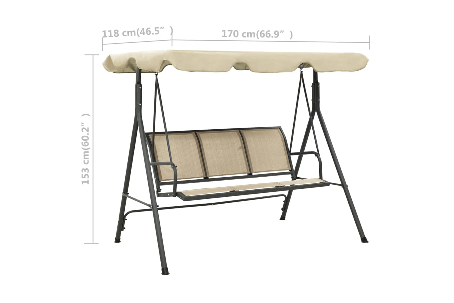 Vidaxl 313325 Garden Swing Chair With Canopy Anthracite And Sand-7