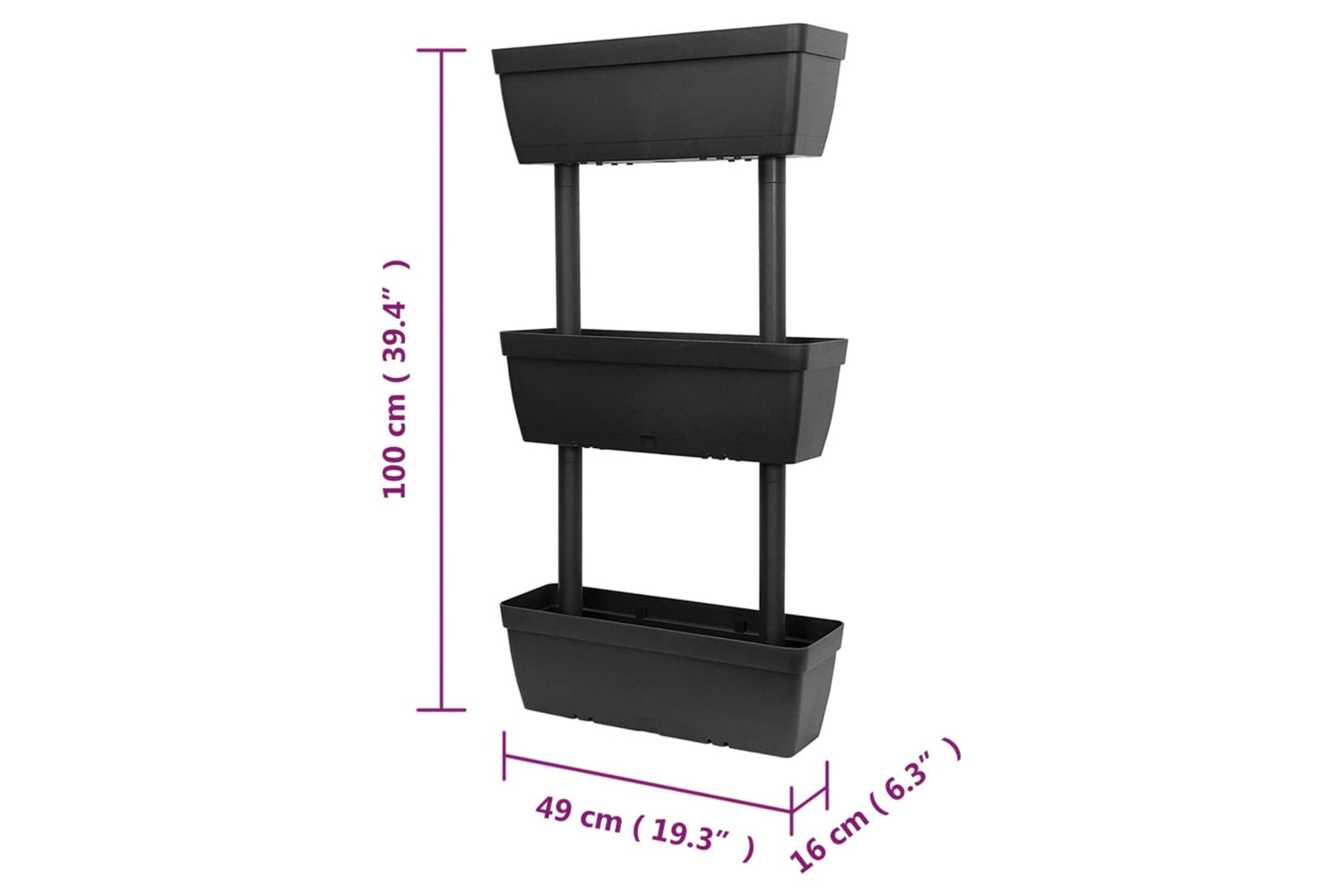 vidaXL 151823 Garden Planter 6 Pcs 100cm Anthracite-7