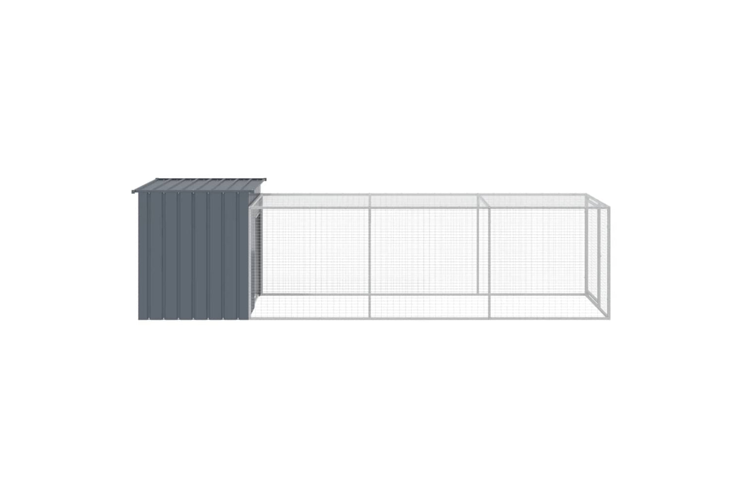 vidaXL 3189089 Chicken Cage With Run Anthracite 110x405x110cm Galvanised Steel-3
