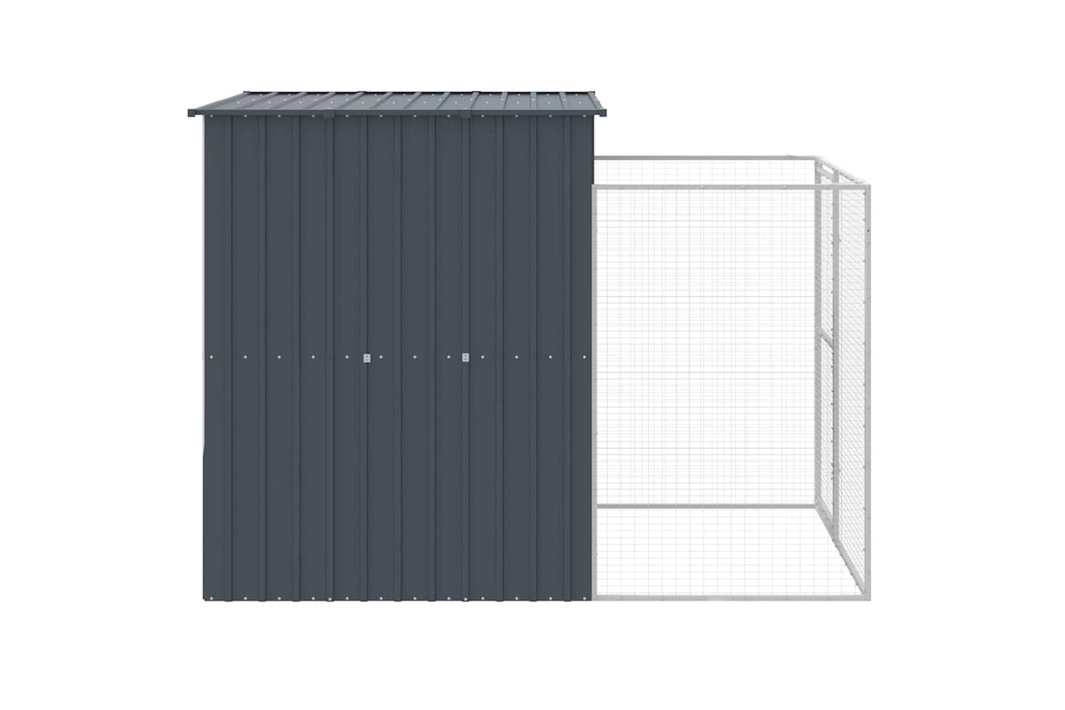 Vidaxl Dog House With Run Anthracite 165x251x181 Cm Galvanised Steel-3