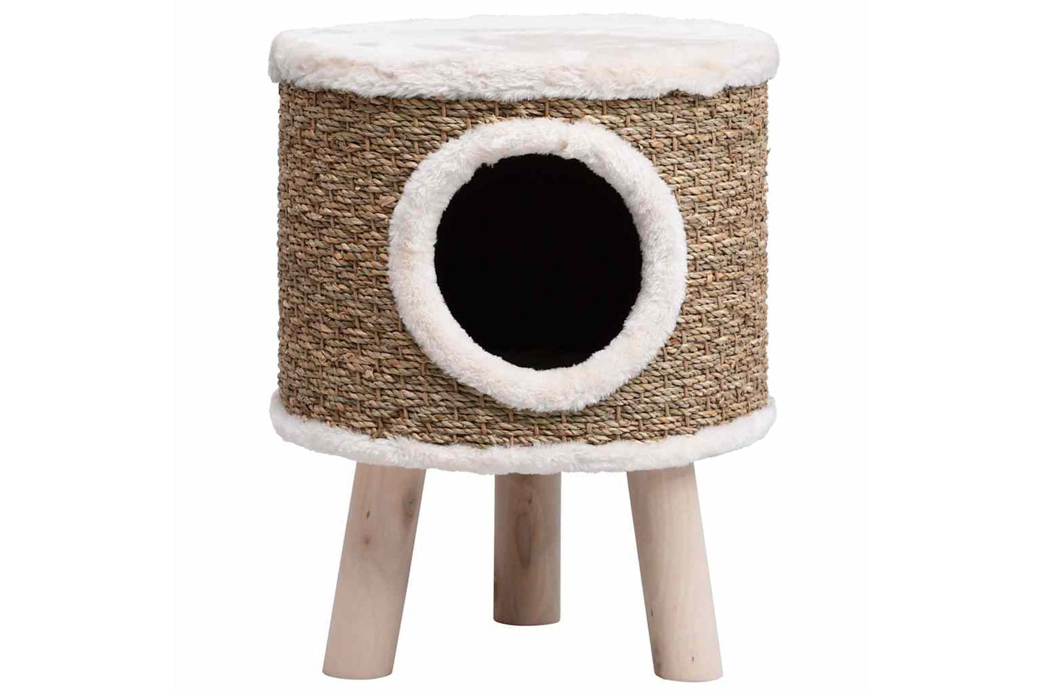 vidaXL 170970 Cat House With Wooden Legs 41cm Seagrass-3