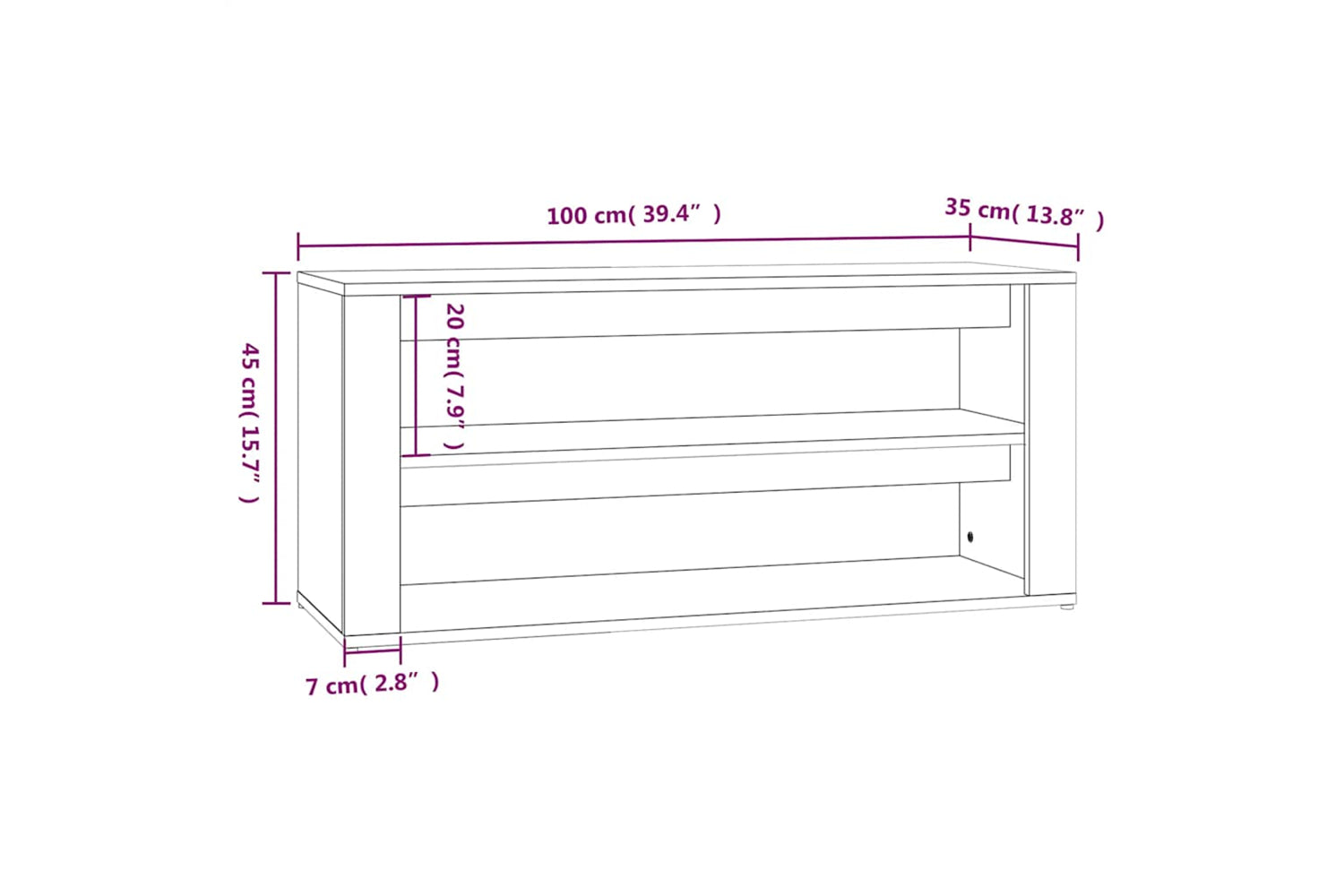 vidaXL 816908 Shoe Rack Concrete Grey 100x35x45cm Engineered Wood-7