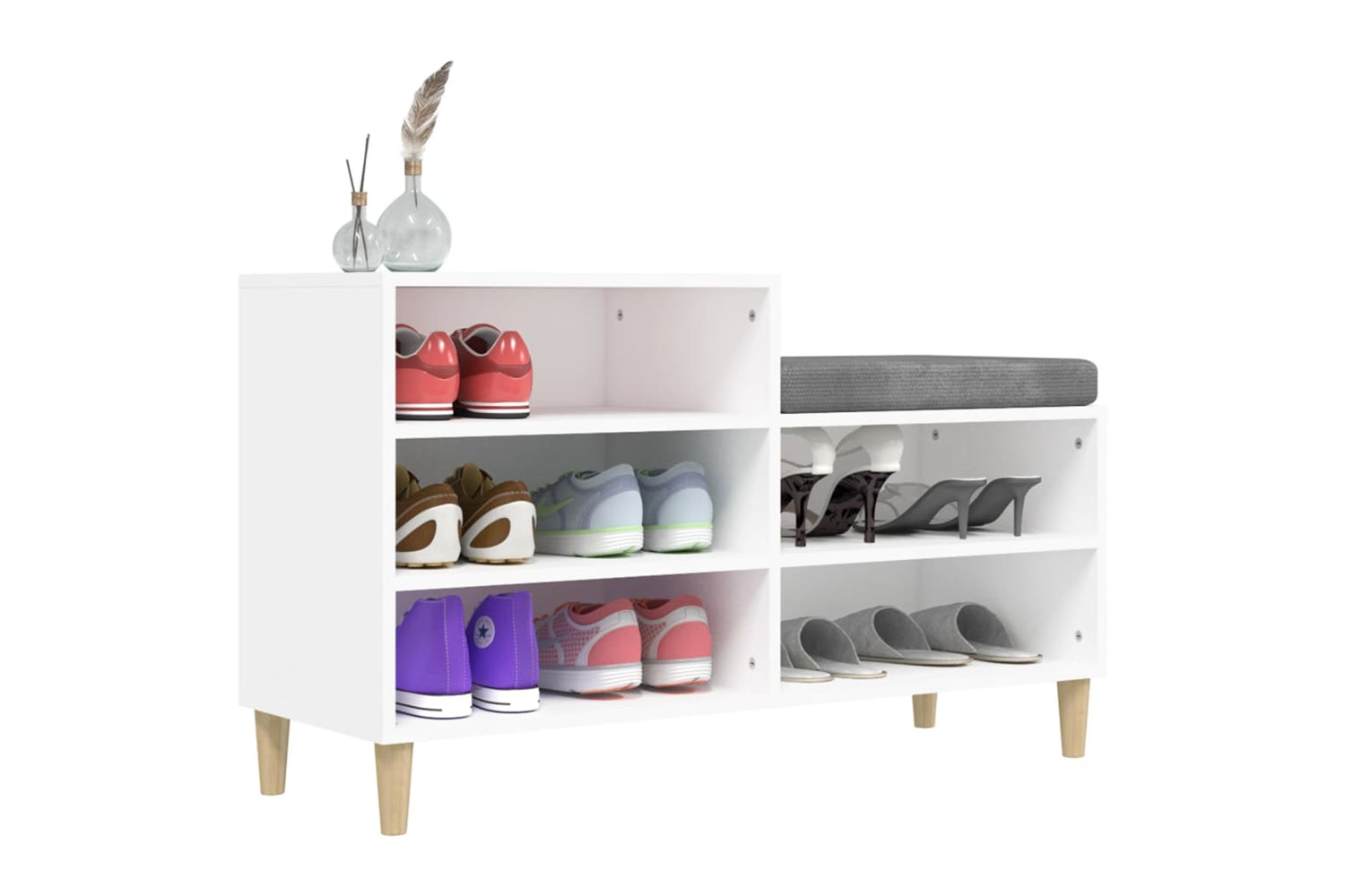 vidaXL 819724 Shoe Cabinet White 102x36x60cm Engineered Wood-3