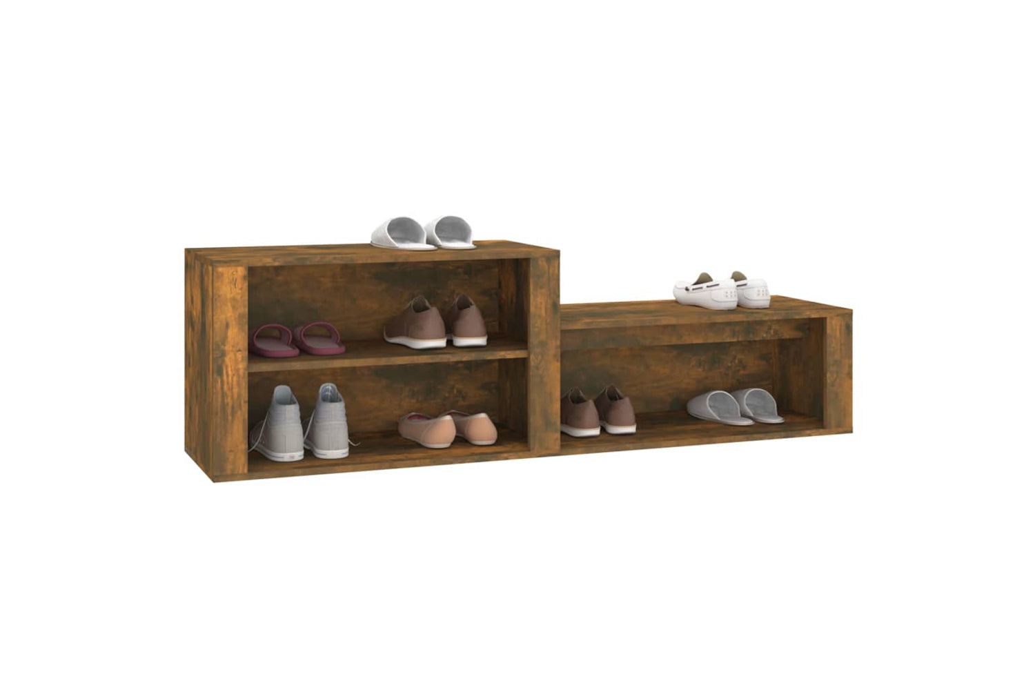 vidaXL 816917 Shoe Cabinet Smoked Oak 150x35x45cm Engineered Wood-3