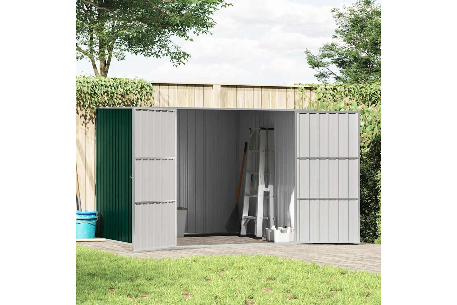 vidaXL 46253 Garden Shed Green 195x198x159cm Galvanised Steel-2
