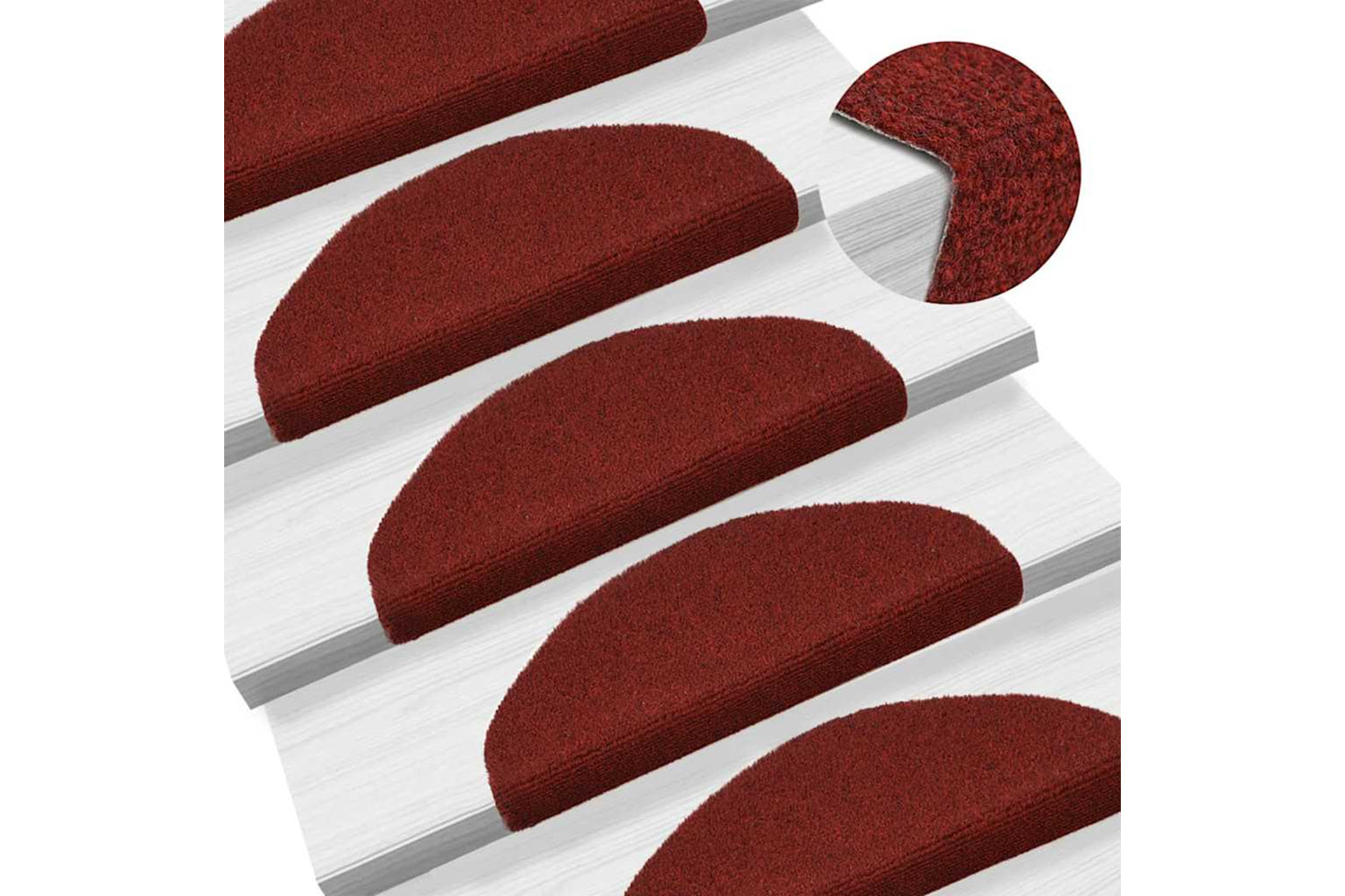vidaXL 132700 15 Pcs Self-adhesive Stair Mats Needle Punch 65x21x4cm Red-5