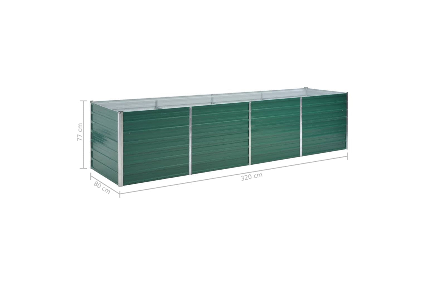vidaXL 44845 Garden Raised Bed Galvanised Steel 320x80x77cm Green-7