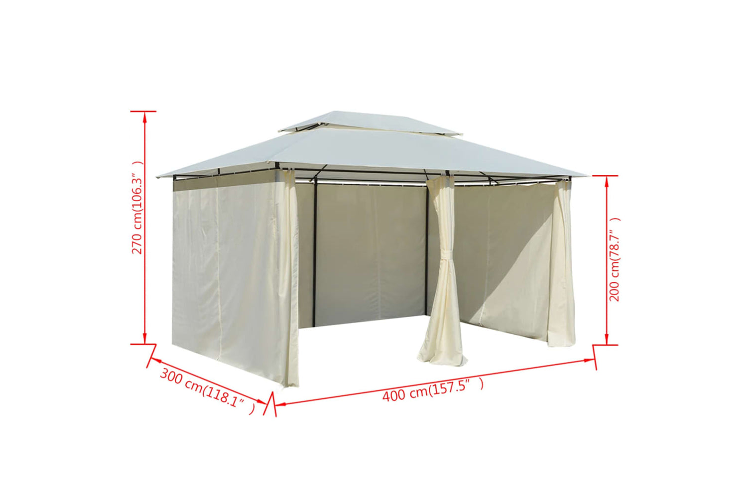 Vidaxl 43216 Garden Marquee With Curtains 4x3 M White-8