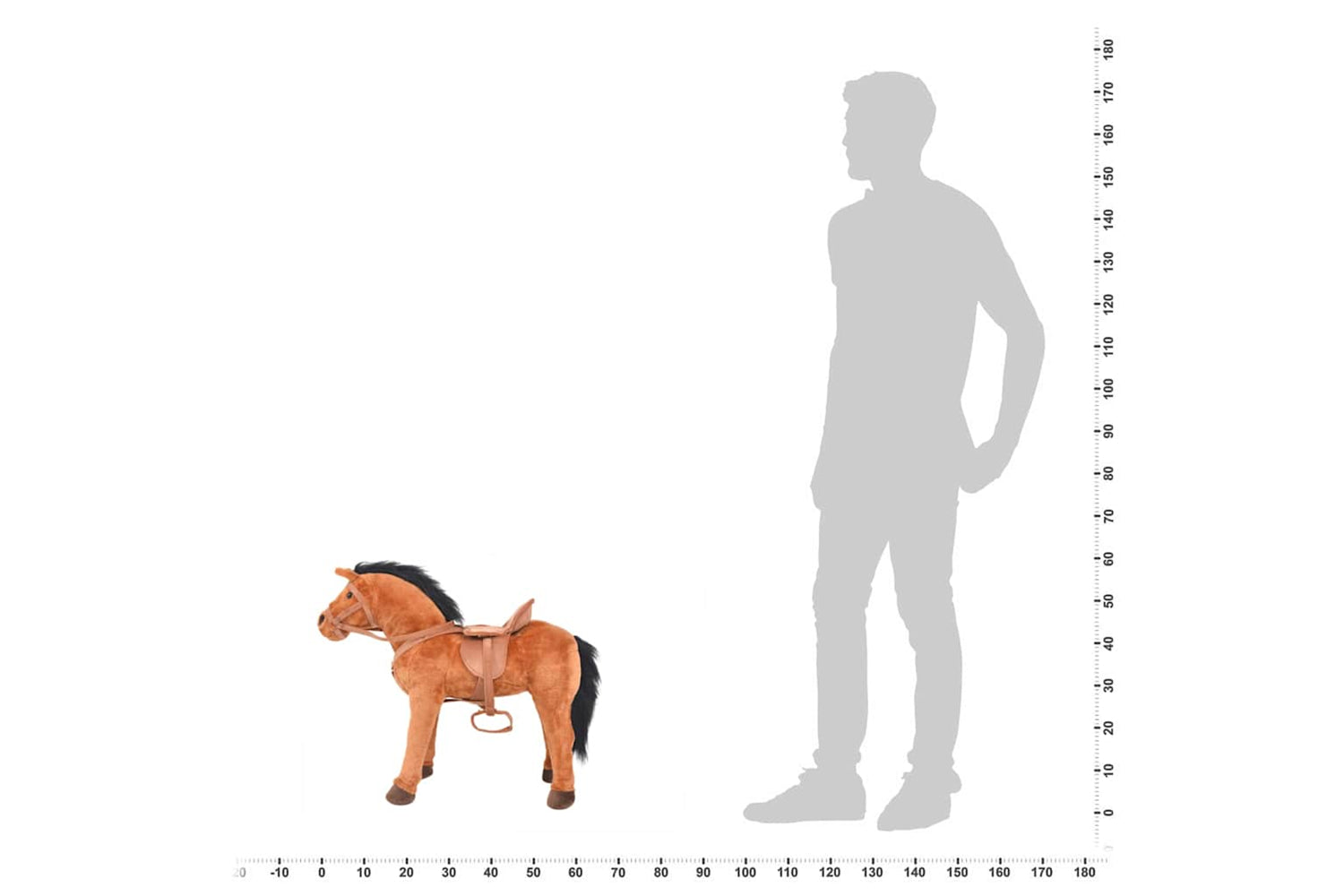 Vidaxl Standing Toy Horse Plush Brown-6