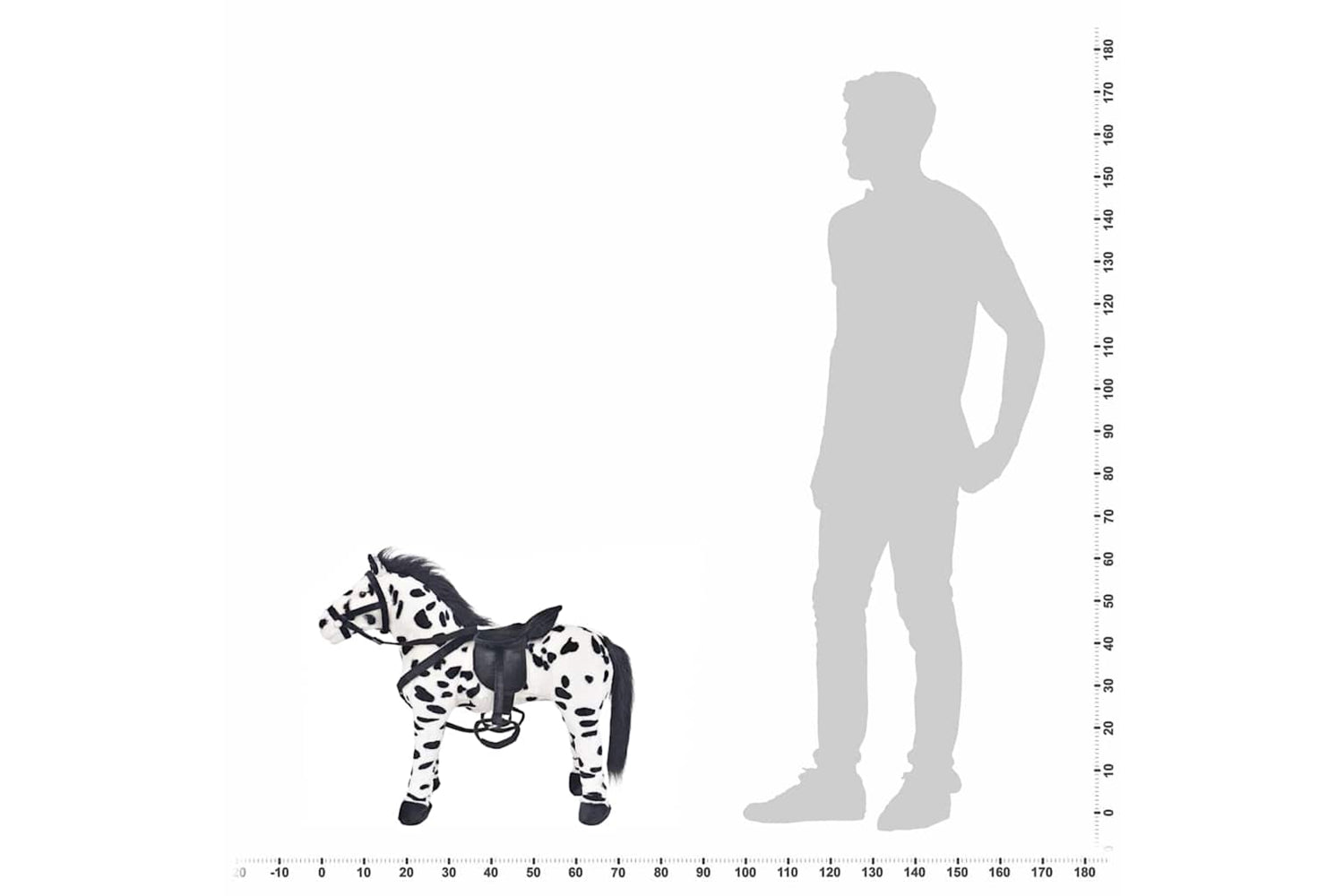 Vidaxl Standing Plush Toy Horse Black And White Xxl-6