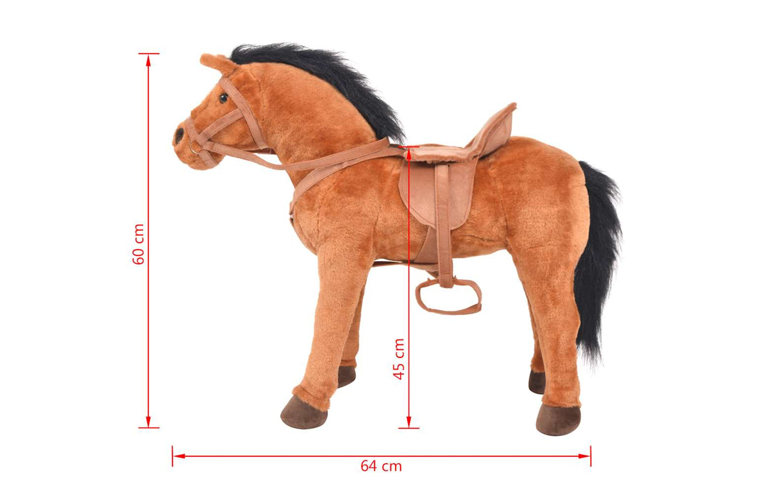 Vidaxl Standing Toy Horse Plush Brown-7